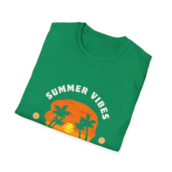Summer Vibes Unisex Softstyle T-Shirt - Sunset Palm Design