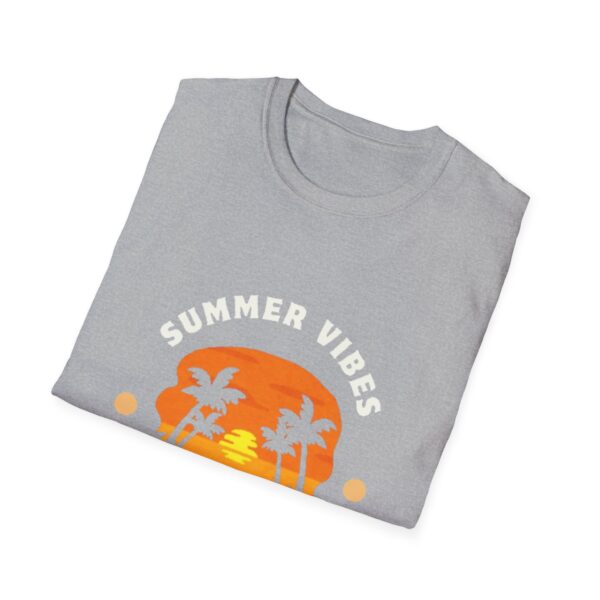 Summer Vibes Unisex Softstyle T-Shirt - Sunset Palm Design