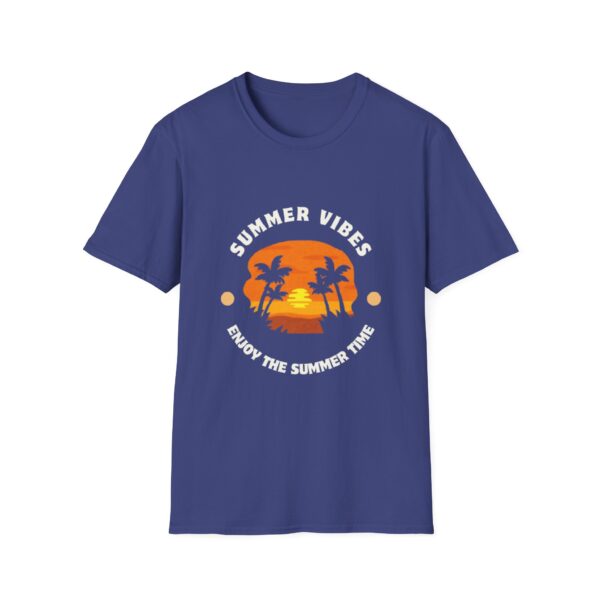 Summer Vibes Unisex Softstyle T-Shirt - Sunset Palm Design