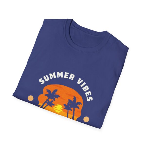 Summer Vibes Unisex Softstyle T-Shirt - Sunset Palm Design