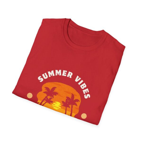 Summer Vibes Unisex Softstyle T-Shirt - Sunset Palm Design