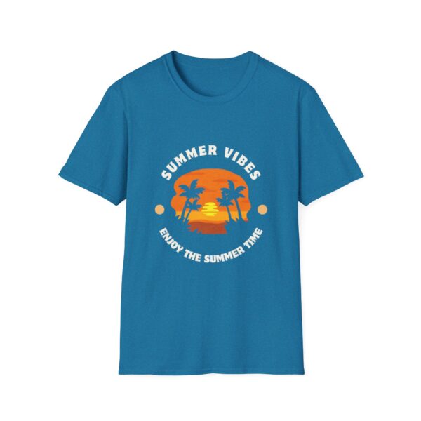 Summer Vibes Unisex Softstyle T-Shirt - Sunset Palm Design