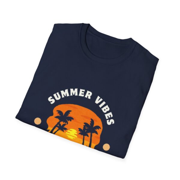 Summer Vibes Unisex Softstyle T-Shirt - Sunset Palm Design