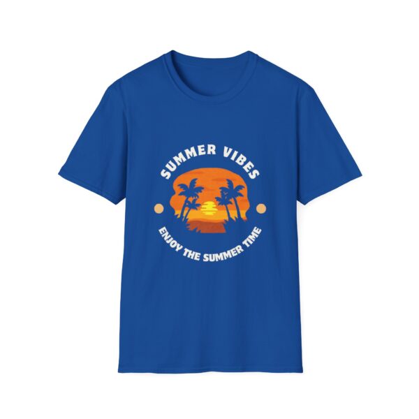 Summer Vibes Unisex Softstyle T-Shirt - Sunset Palm Design