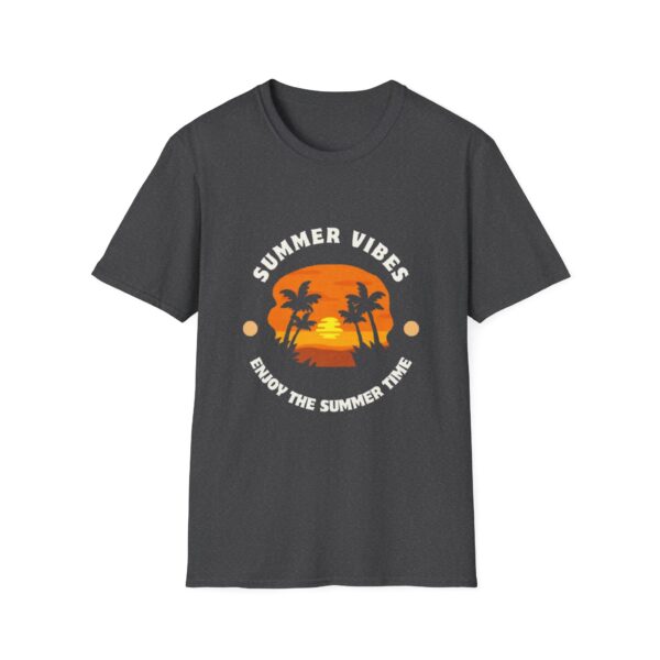 Summer Vibes Unisex Softstyle T-Shirt - Sunset Palm Design