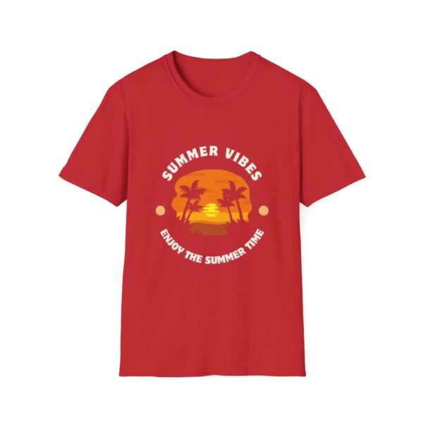 Summer Vibes Unisex Softstyle T-Shirt - Sunset Palm Design