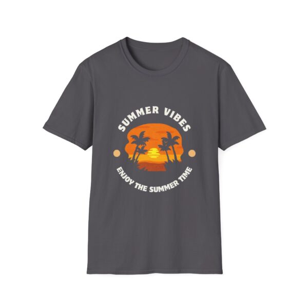 Summer Vibes Unisex Softstyle T-Shirt - Sunset Palm Design