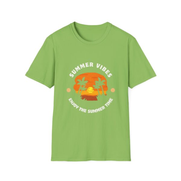 Summer Vibes Unisex Softstyle T-Shirt - Sunset Palm Design