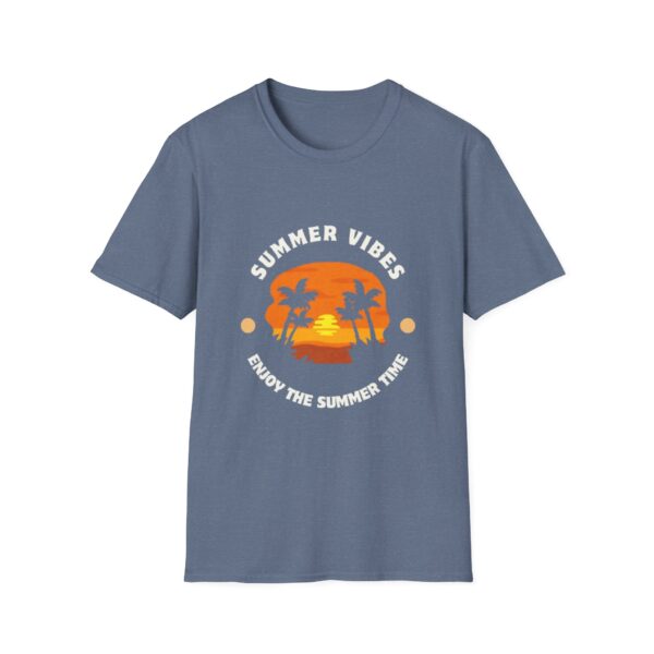 Summer Vibes Unisex Softstyle T-Shirt - Sunset Palm Design