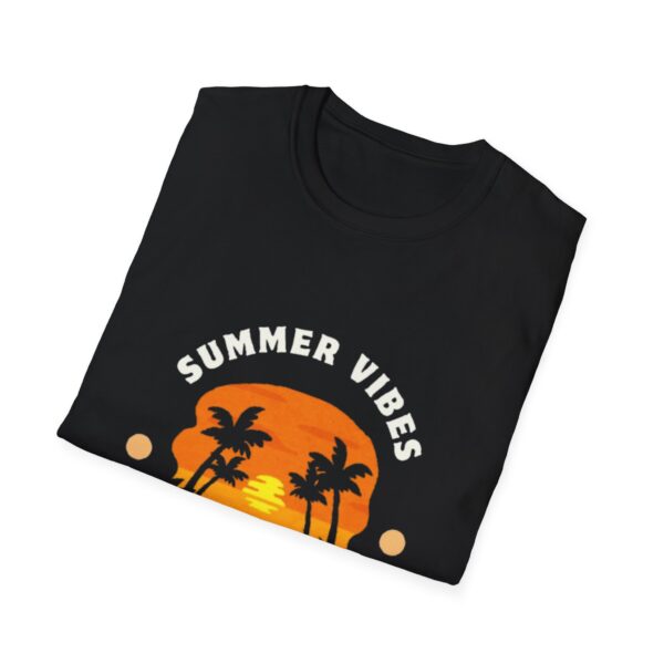 Summer Vibes Unisex Softstyle T-Shirt - Sunset Palm Design