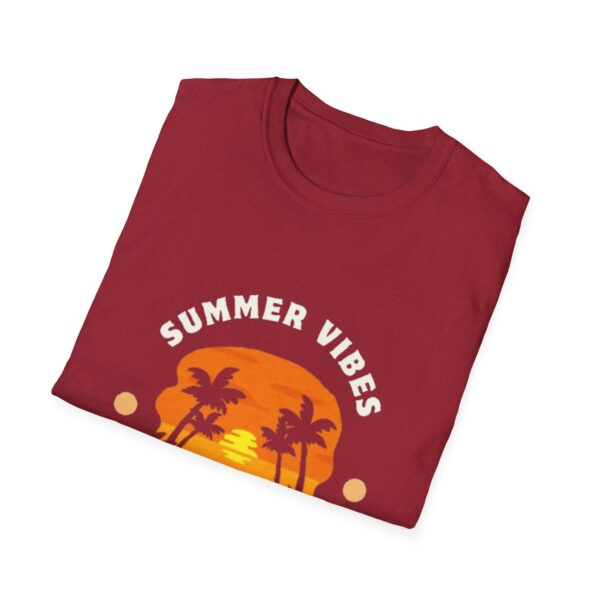 Summer Vibes Unisex Softstyle T-Shirt - Sunset Palm Design